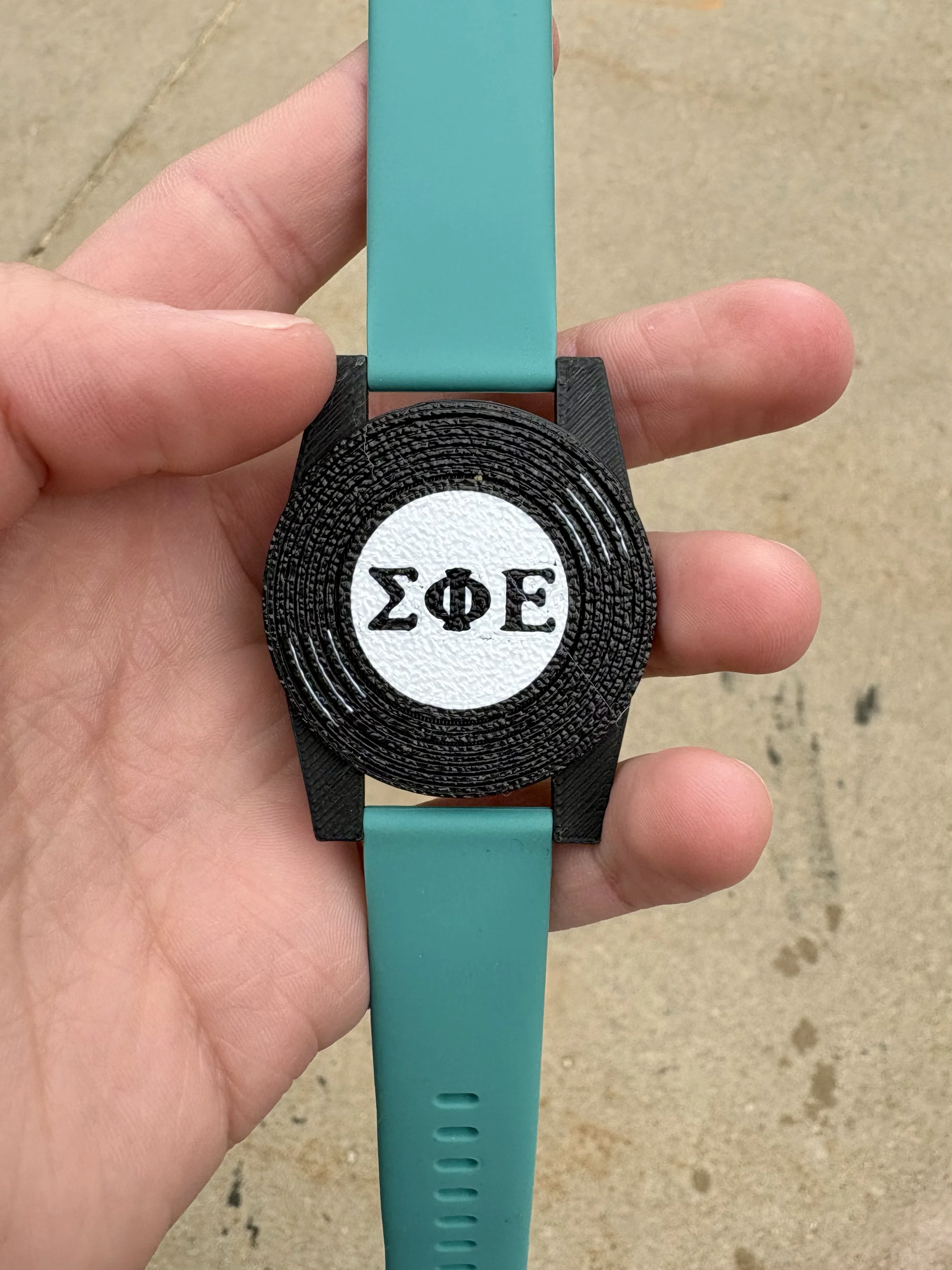 Close-up of the NFC wristband used for tracking